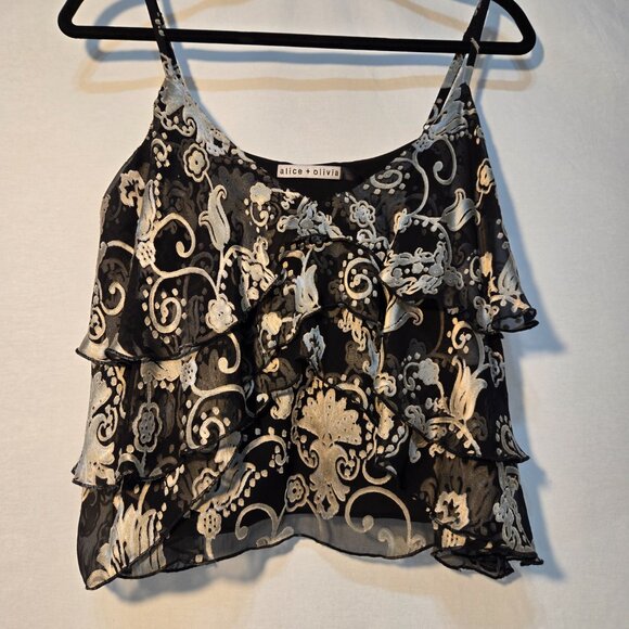 ALICE + OLIVIA Fairy-Coquette-Girl Vanessa Tiered Floral Camisole  Top Size M. - Picture 1 of 17